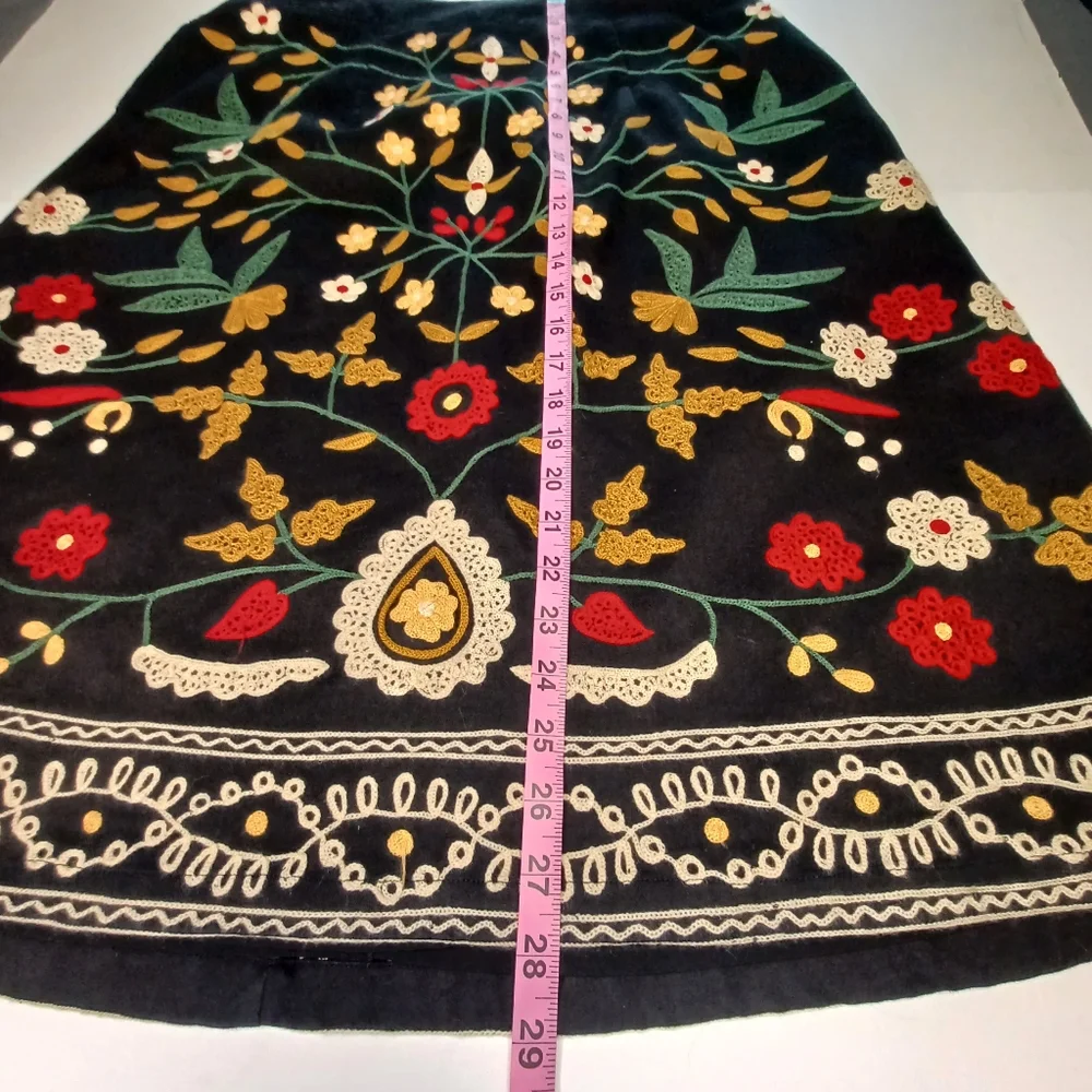 Eshakti Custom Wayward Fancies Floral Embroidered Embellished A-line Skirt - Picture 9 of 11